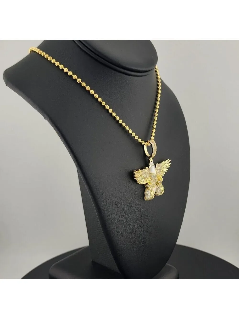 Sterling Silver 925 Flying Eagle Necklace with Two Money Bags – Bold & Symbolic